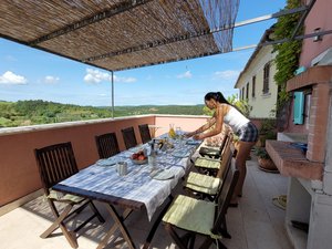 Casa Acqua Dolce in Oprtalj, Istria - the terrace with stone BBQ